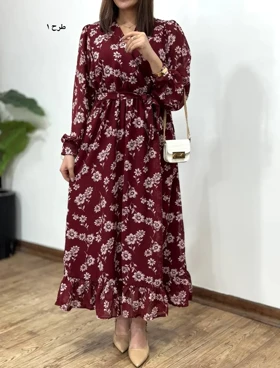 پیراهن بلند حریر آستردار آوا کد 4397