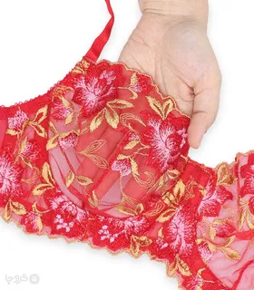 ست شورت و سوتین توری فنردار Jina ژینا گلدوزی طرح 2 کد 1007