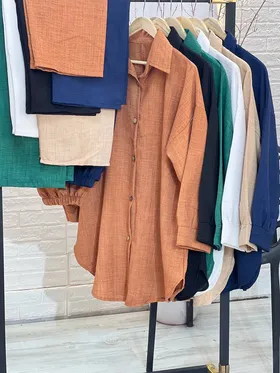 ست شومیز دکمه چوبی