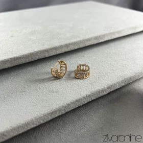 گوشواره زنانه حلقه‌ای رزگلد نگین‌دار 20431