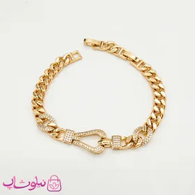 دستبند زنانه ژوپینگ طلایی مدل فرد Fred نگین‌دار کد 7991