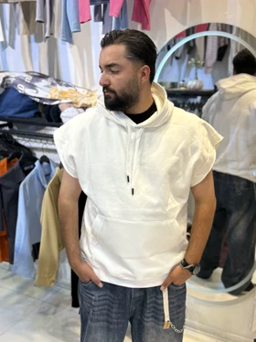 وست هودی سفید پاییزه دورس سه نخ مردانه استایل لش باکسی کیفیت استثنایی