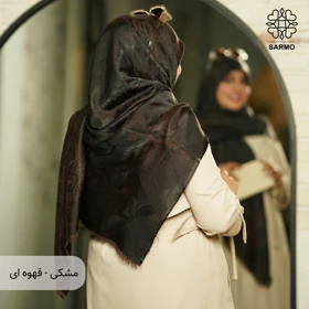 روسری ژاکارد رونا فلورال (مشکی - قهوه ای)