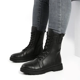 بوت و نیم بوت زنانه و دخترانه مدل بندی بغل زیپ رنگ مشکی کد M766