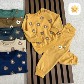 بلوز شلوار اسپرت (دختر و پسر) اقتصادی مدل خرسی کد 19 مناسب 2 تا 8 سال