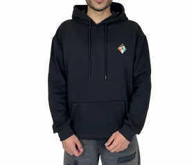 هودی مشکی کلاهدار اورسایز مردانه مشکی MONO با لوگوی لوزی و چاپ پشت