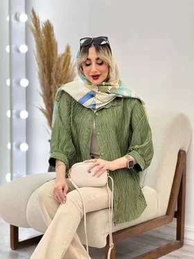شومیز جلو دکمه آستین سه ربع