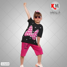 تیشرت شلوارک دخترانه طرح پاپیون
