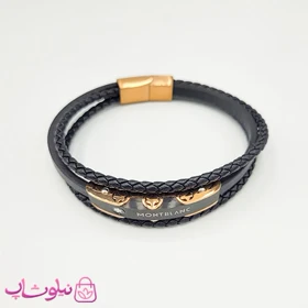 دستبند مردانه برند مون بلان مشکی رزگلد کد 370