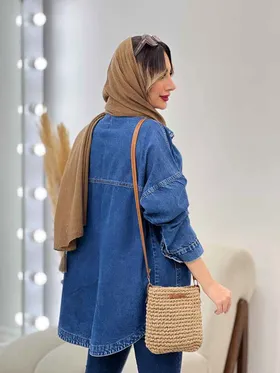 مانتو جین برش‌دار دو جیب