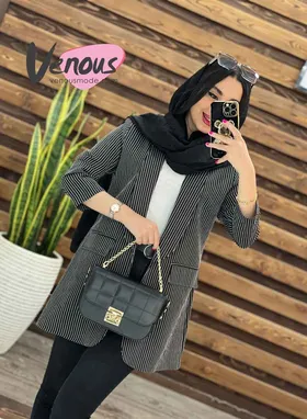 مانتو کتی راه راه جیب پاکتی