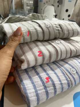 شومیز لینن ترک راه راه طرح جدید کد 1006