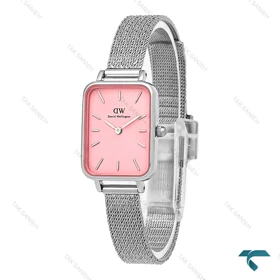 ساعت مچی زنانه DW مستطیلی حصیری سیلور صفحه صورتی DW-7133-L
