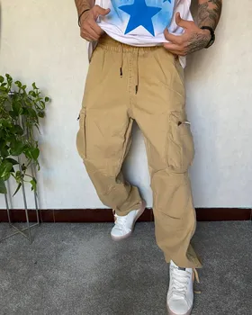 کارگو رنگ کرم دمپا گتر دار کتان