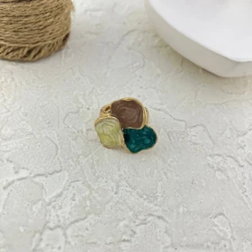 انگشتر زنانه طرح کاشی میناکاری رنگی