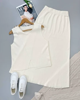 ست جلیقه و دامن بافت کد 4555