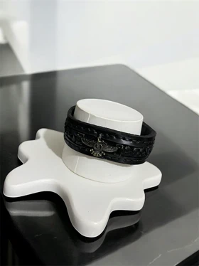 دستبند مردانه چرم طبیعی یراق فروهر کد 3335066