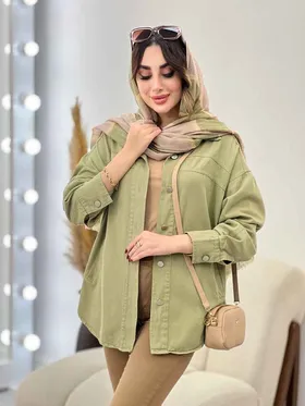 کت کتان رنگی برش‌دار دو جیب