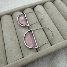 گوشواره کریستال صورتی طرح سوارسکی