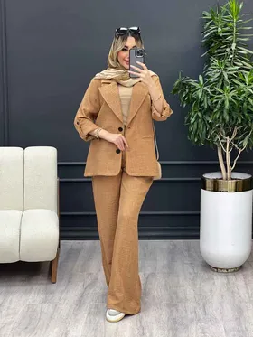 ست مانتو و شلوار یقه انگلیسی جیب نما