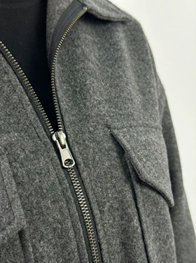 کت زنانه فوتر کوتاه رنگ مدادی دو جیب کد (8729)