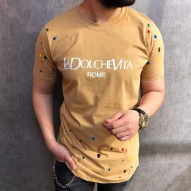 تیشرت پنبه آبرنگی رنگ نسکافه ای MOSCHINO