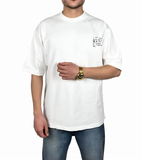 تیشرت آستین کوتاه مردانه سفید طرح دار گرافیکی