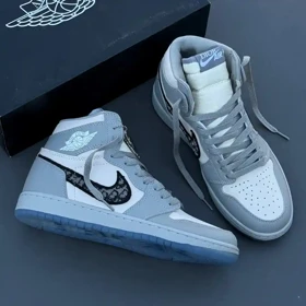 کفش نایک ایر جردن وان ساق‌دار دیور گری Nike Air Jordan 1 High Dior Grey