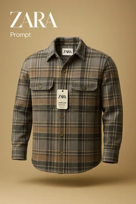 پیراهن پشمی چهارخونه طوسی–نارنجی کم‌رنگ نرم، گرم و مناسب فصل‌های سرد با ترکیب رنگی خاص و جذاب