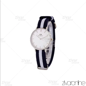 ساعت دنیل ولینگتون زنانه قاب سیلور صفحه سفید بند سفید سرمه ای 104983