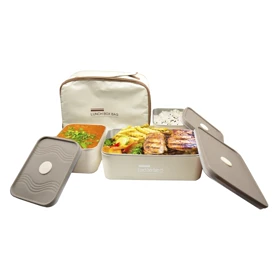 ظرف غذا لانچ باکس سه قلو مدل Tri Pack ظرفیت 3.6 لیتر به همراه کیف