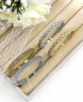 دستبند طرح بافت استیل زنانه905