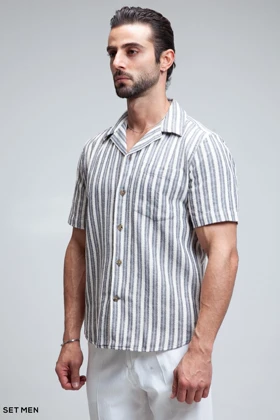 پیراهن مردانه کنفی آستین کوتاه