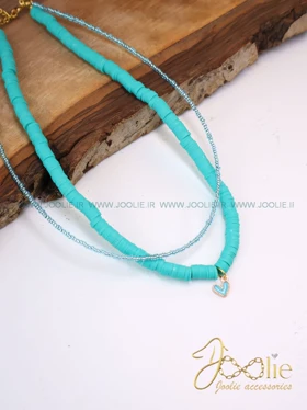 گردنبند زنانه فشن مدل واشر کد N3133 (فیروزه ای)