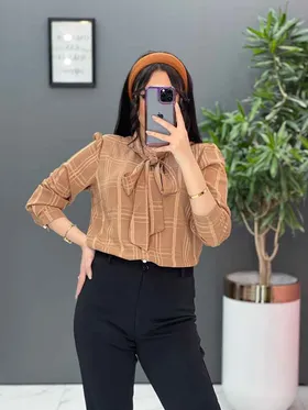 شومیز نخی یقه بند دار