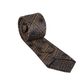 ست کراوات و دستمال جیب مشکی‌طلایی 98117