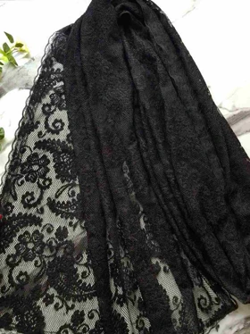 شال توری وارداتی طرح گل کد 331 (مشکی)