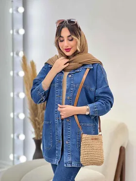 مانتو جین برش‌دار دو جیب