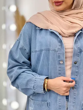 مانتو جین دو جیب پایین زاپ‌دار