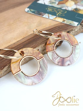 گوشواره زنانه رزین استیل دورو کد E1229 (قهوه ای)