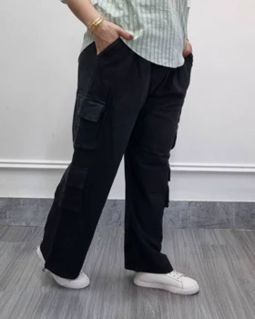 شلوار الیاف کارگو K7461 (مشکی)
