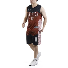 ست رکابی و شلوارک بسکتبالی سلتیکس مدل Nike-DRI FIT-5B089 آجری