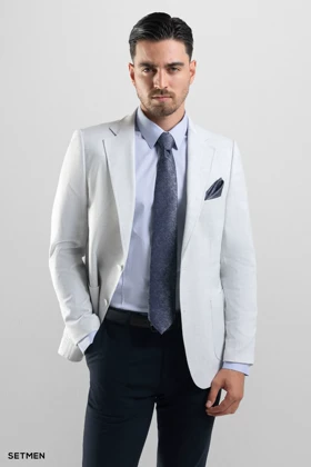 کت تک مردانه یقه انگلیسی نیم آستر دو دکمه