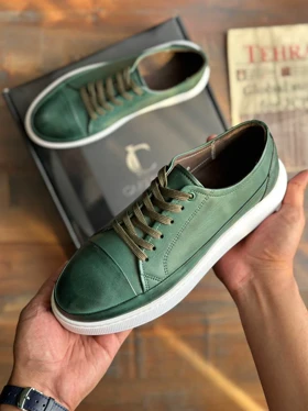 کفش روزمره چرم طبیعی سبز sho191