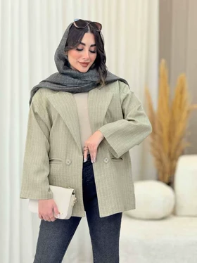 مانتو راه راه دو دکمه تیدا
