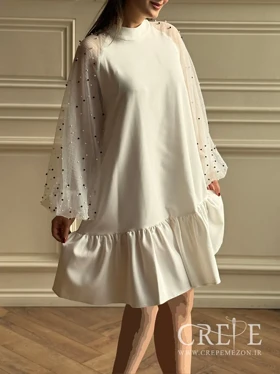 پیراهن آستین تور مرواریدی