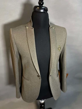 کت تک مردانه یقه حاکم سبز سدری