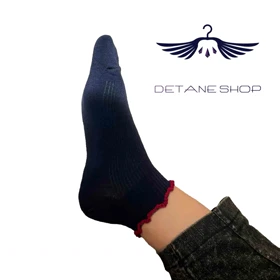 جوراب مچی طرح کبریتی چین‌دار پادوک (سورمه ای)