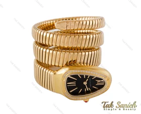 ساعت بولگاری ماری زنانه طلایی مشکی نگین‌دار Bvlgari-4022-L