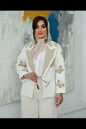 کت آستین گلدوزی پروانه